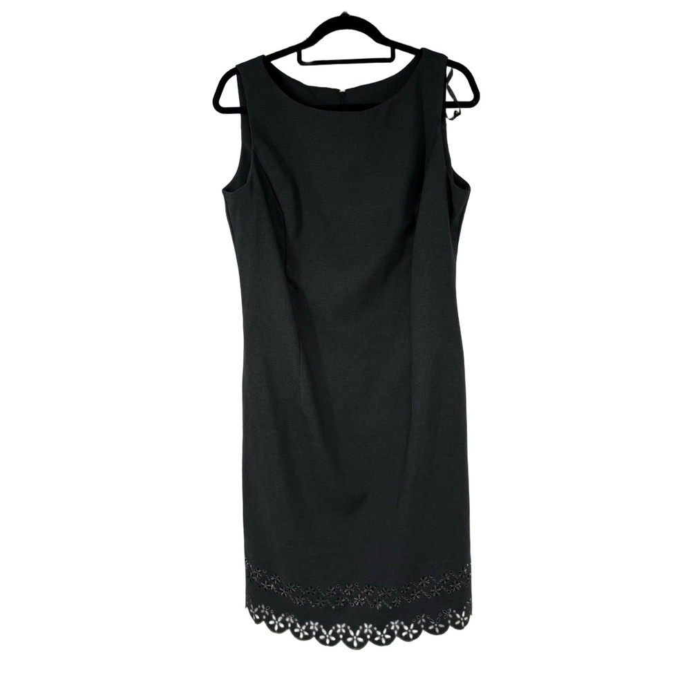 S.L. FASHIONS Dress Womens 14 Black Sleeveless Cocktail Scalloped Hem